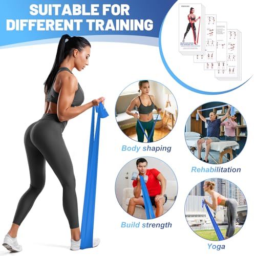Juego de 5 Bandas de Resistencia, Bandas elásticas para Fitness, Yoga, Pilates, Estiramiento, Entrenamiento de Fuerza, Bandas de Entrenamiento para Gimnasio en casa (Azul Degradado) - imagen 3