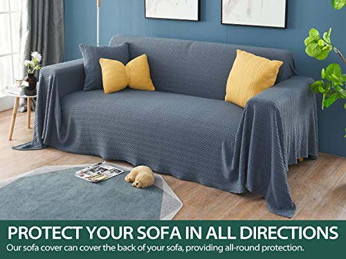 VanderHOME Multifunctional sofa Throw Blanket,universal fitted sofa loveseat Sofa Chair Cover Tablecloth Non-slip Sofa Cushion Sofa Towel for traveloffice home 130X180CM blue - Image 2