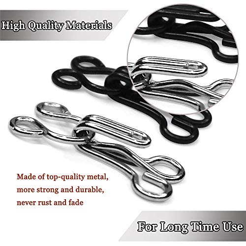 Bra Hooks 60 Sets Bra Extender Hooks And Eyes For Sewing Durable Metal Bra Repair Hooks Replacement 3 Sizes Bra Clasp Hook Closure Sewing Hooks For Clothing Trousers Skirt Swimsuit (Silver+Black) #TOP3
