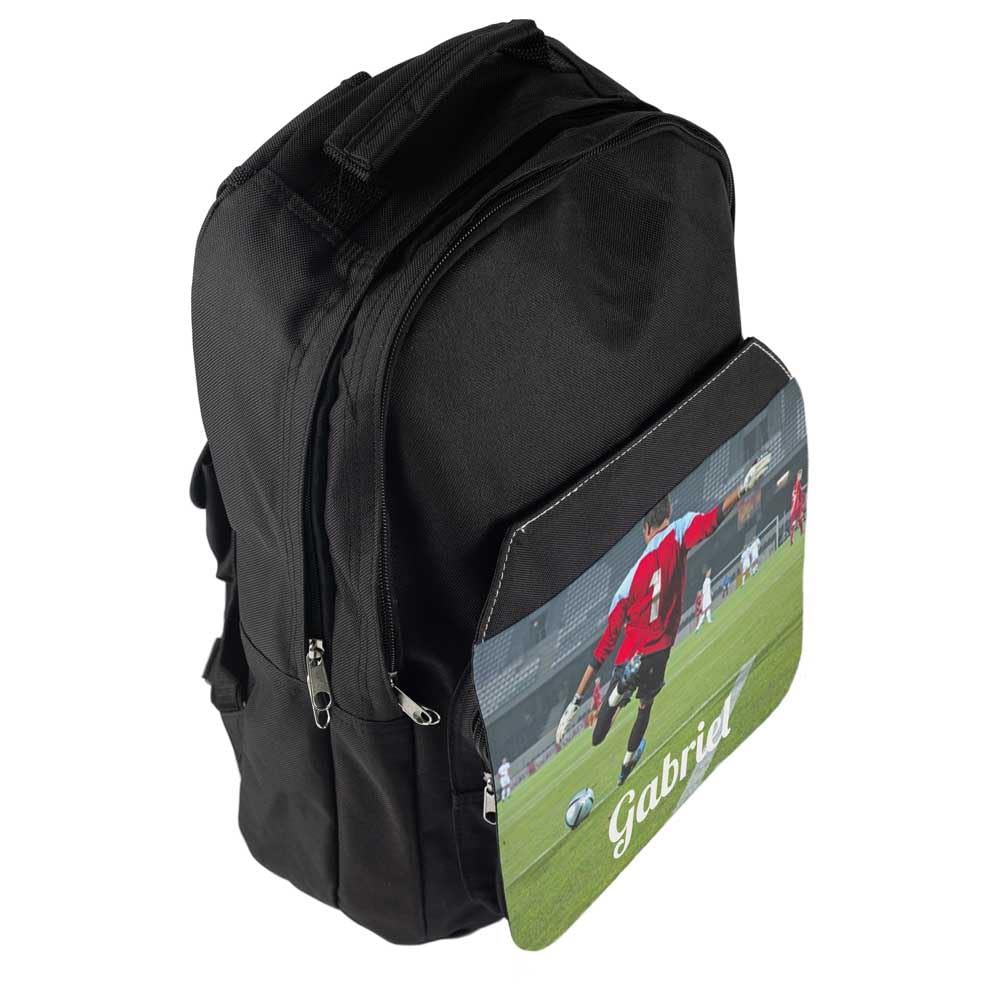 Ocadeau Mochila negra personalizada con foto - Solapa delantera impresa en esta mochila infantil textil negra - Mochila escolar infantil con personalización de foto