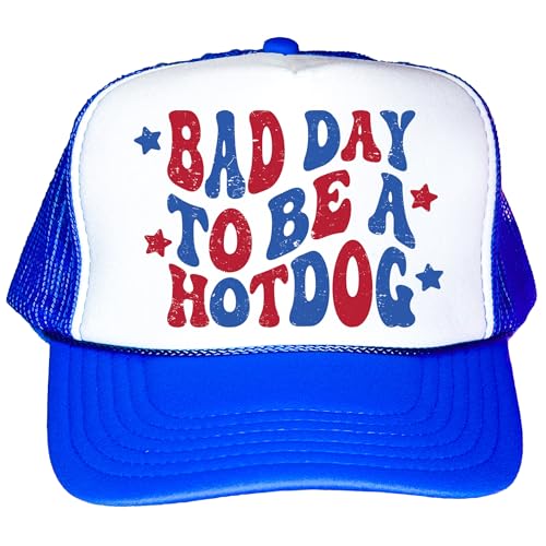 Image of Bad Day to Be a Hot Dog 4th of July Classic 5 Panel Mesh Snap Back Trucker Hat