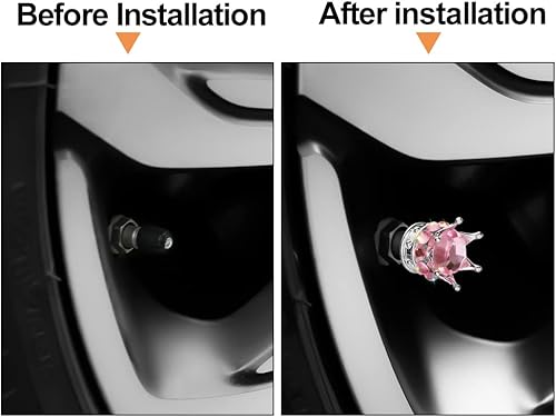 Miniatura 6 de OTOSTAR Tapones para válvula de neumático, paquete de 4 unidades de diamantes de imitación puros hechos a mano con corona universal para automóvil,