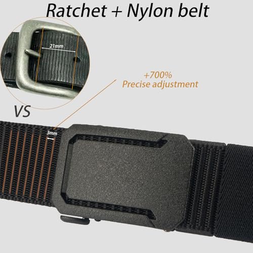 EZL Ratchet Tactical Belt for Men, 1.5" Nylon Web Gun Belt with Automatic Slide Buckle, Adjustable Trim to Fit3