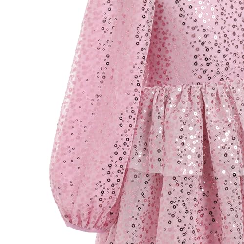 IBTOM CASTLE Kids Girls Fall Winter Dress Long Sleeve Sparkly Sequins Tiered Dress Birthday Party Cake Smash Pageant Dress4