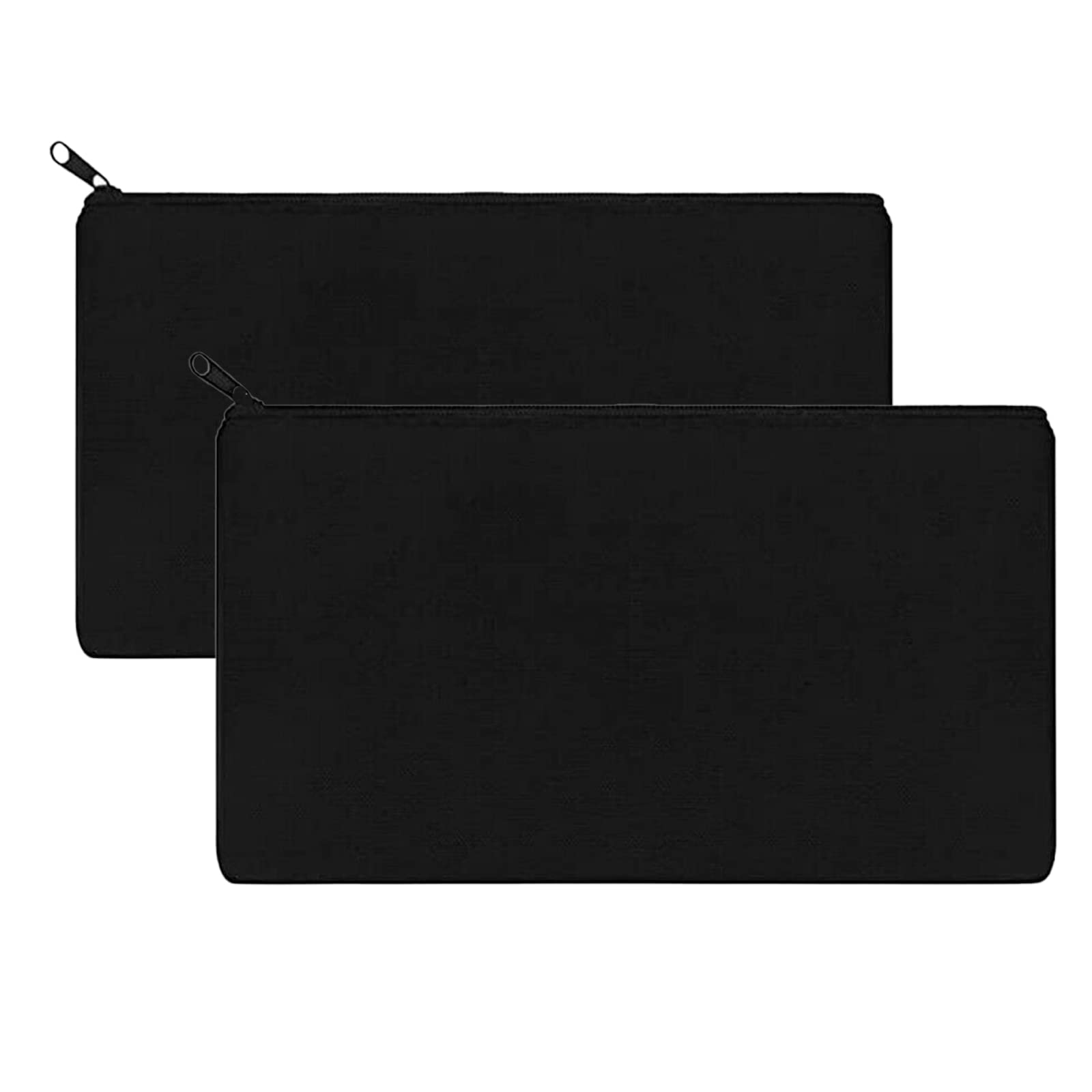 saizone2 Piece Canvas Make-Up Bag, Blank Pencil Case, Multifunctional Zippered Bag, Handmade DIY Travel Bag, Make-Up Bag, Master Pouch, Jewellery Bag, Folder (Black)