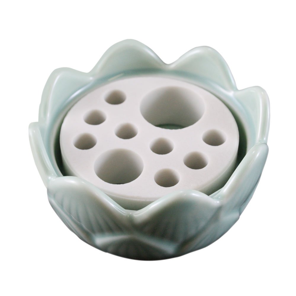 Lotus Ceramic Grave Incense Holder, 3.1" Diameter