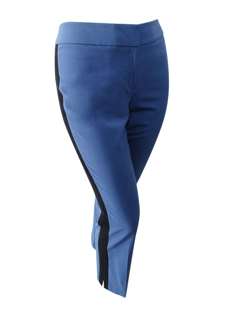 Nine West Womens Plus Contrast-Trim Stretch Dress Pants