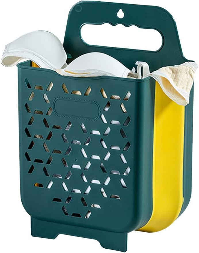 Laundry Hamper Laundry Basket,Foldable Laundry Basket Wall-Mounted Collapsible Hanging Plastic Storage Box Bin with Handle Plastic Dirty Clothes Bathroom Sundries Organizer