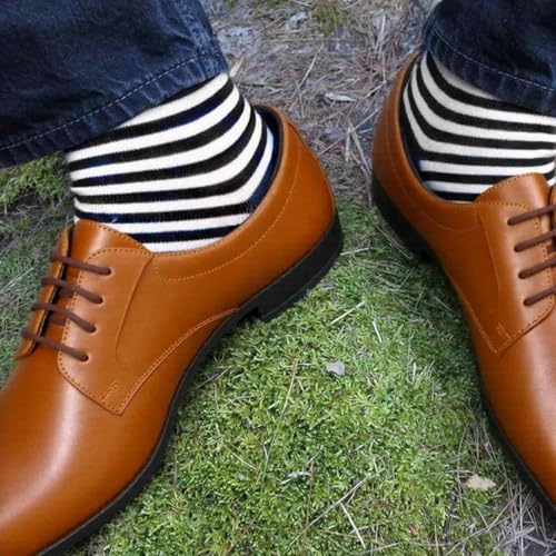 COUVER Men's Cotton Luxury Colorful Striped Casual Crew Dress Socks, Size 8 to 132