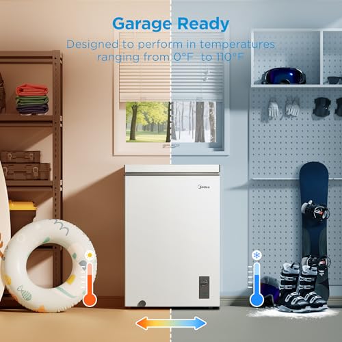 Midea MERC04C4BAWW 3.5 Cubic Feet Chest Freezer, Cu.ft-Convertible, White