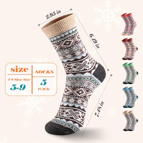 Image of Clothirily Wool Socks for Women, Thick Knit Winter Warm Boot Wool Socks