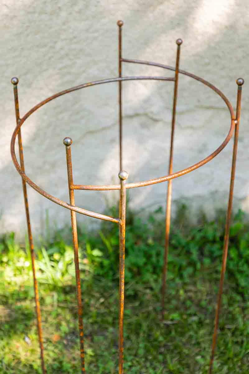 KUHEIGA 2er Set Staudenhalter halbrund, Höhe 90cm, Breite 55cm Roheisen/Rost