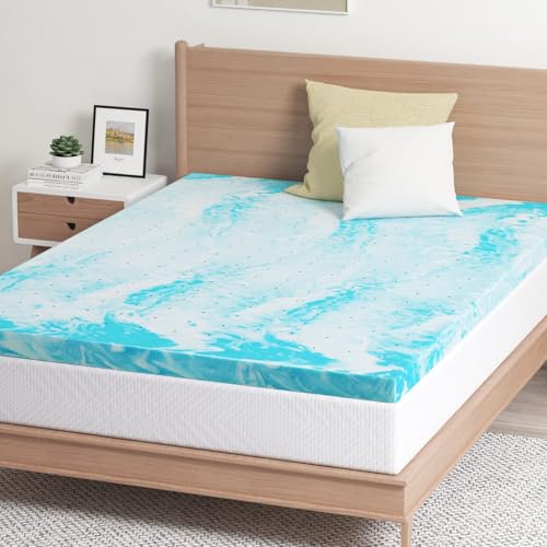 Image of EGO 3 Inch Cal King Mattress Topper Gel Memory Foam for Pressure Relief | Cooling Gel Infused, Ventilated Design Bed Topper in a Box, CertiPUR-US Certified, 84 inchLx72 inchW