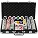 display4top Set de Poker 300 jetons Laser Haute qualité 12 g Noyau en Métal,Noir avec étui en Aluminium, 2 Jeux de Cartes, revendeur, Petit Store, Gros Boutons aveugles et 5 Dés