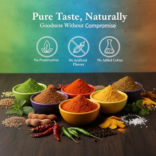 Image of 77 Green Pani Puri Masala 5 Flavours Pack - Hajma Hajam, Chat, Pudina, Hing & Garlic Spice Mixes | Instant Chaat Seasoning for Golgappa Water | No Added Colors or Preservatives | Indian Street Snack Pack of 4