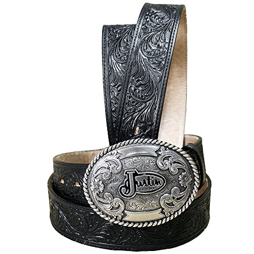 Justin Men's Black Western Trophy Belt (48)
