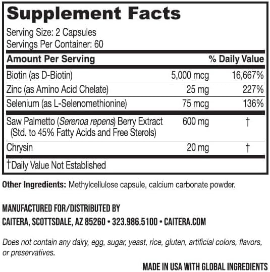Miniatura 7 de Grow & Behold Suplemento dietético clínicamente probado para adelgazar el cabello Saw Palmetto, biotina, zinc y selenio para apoyar el crecimiento