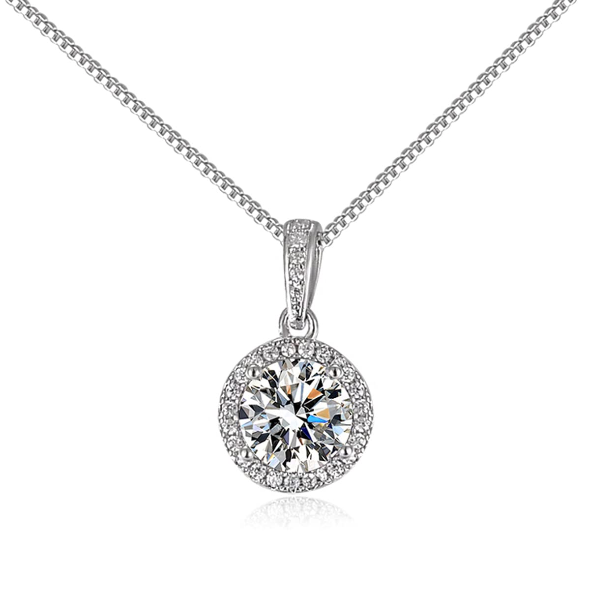 Silver Plated Crystal Studded Circular Shape Solitaire Pendant (SMNJG-PNS-1605)-image-8