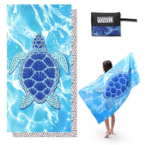 Anavasi 1 Pack Microfibre Beach Towels for Adults, 180 × 90 cm Quick Dry Beach Towel with Double Side Print, Lightweight Beach Towel with Net Bag, Sand Free Microfiber Towels for The Beach (Ripple)