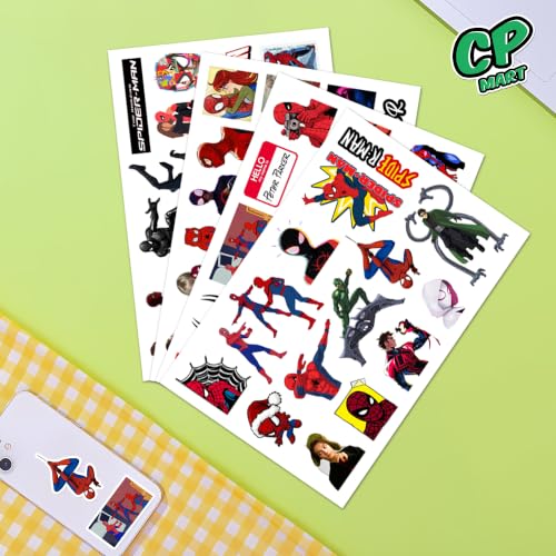 Image of Anime Stickers - Vinyl Waterproof Laptop Decals | Anime Characters Aesthetic Sticker Set for Water Bottle, Skateboard, Notebook (Spiderman)