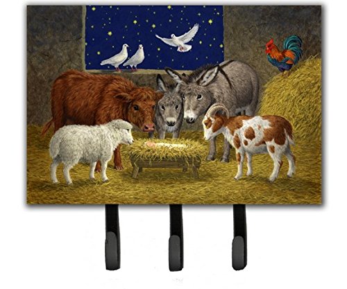 Animals at Crib Nativity Christmas Scene Leash or Key Holder