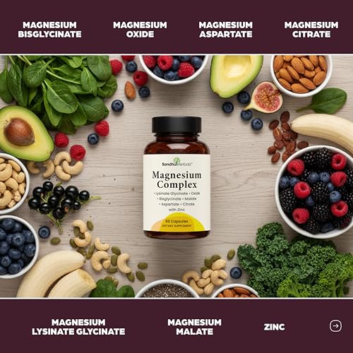 Image of Complete Magnesium Complex 500mg for Women & Men | 60 Capsules | 6 in 1 Mag Supplement with Zinc | Quality Sleep & Muscle Health | Glycinate, Citrate, Malate, Oxide, Aspartate, Lysinate Glycinate