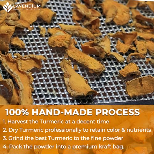 Image of Lavendium, Premium 20oz Turmeric Powder, 100% Natural & Pure Ground Turmeric Root, No Additives or Preservatives, Non-GMO, Plant-Based & Vegan, Perfect for Golden Milk, Curry, Soups & Smoothies