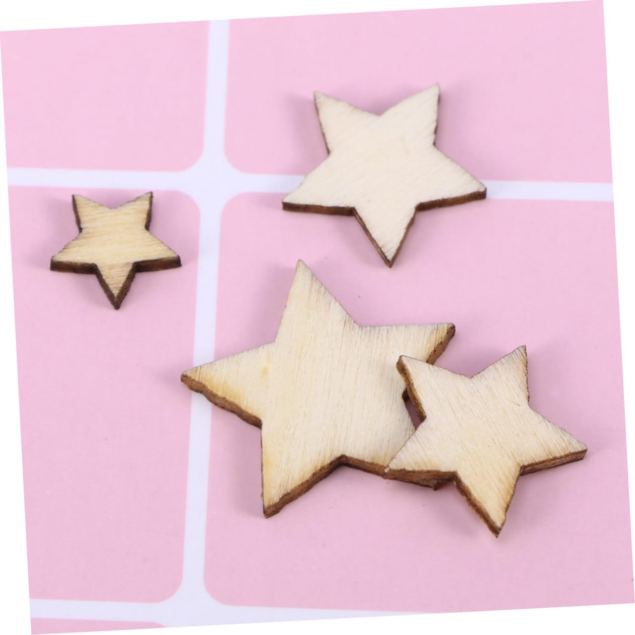 Embellissements en Bois Pentagramme 200 Pièces Beige pour Bricolage