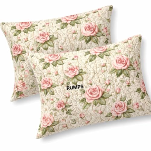 Image of RUMPS 380 TC Premium Heavy Cotton 7D Print Fast Colour Feel Elastic Fitted Floral Bedsheet King Size with 2 Pillow Covers || (NEW Coffer Flower, Fitted Queen-60x78)