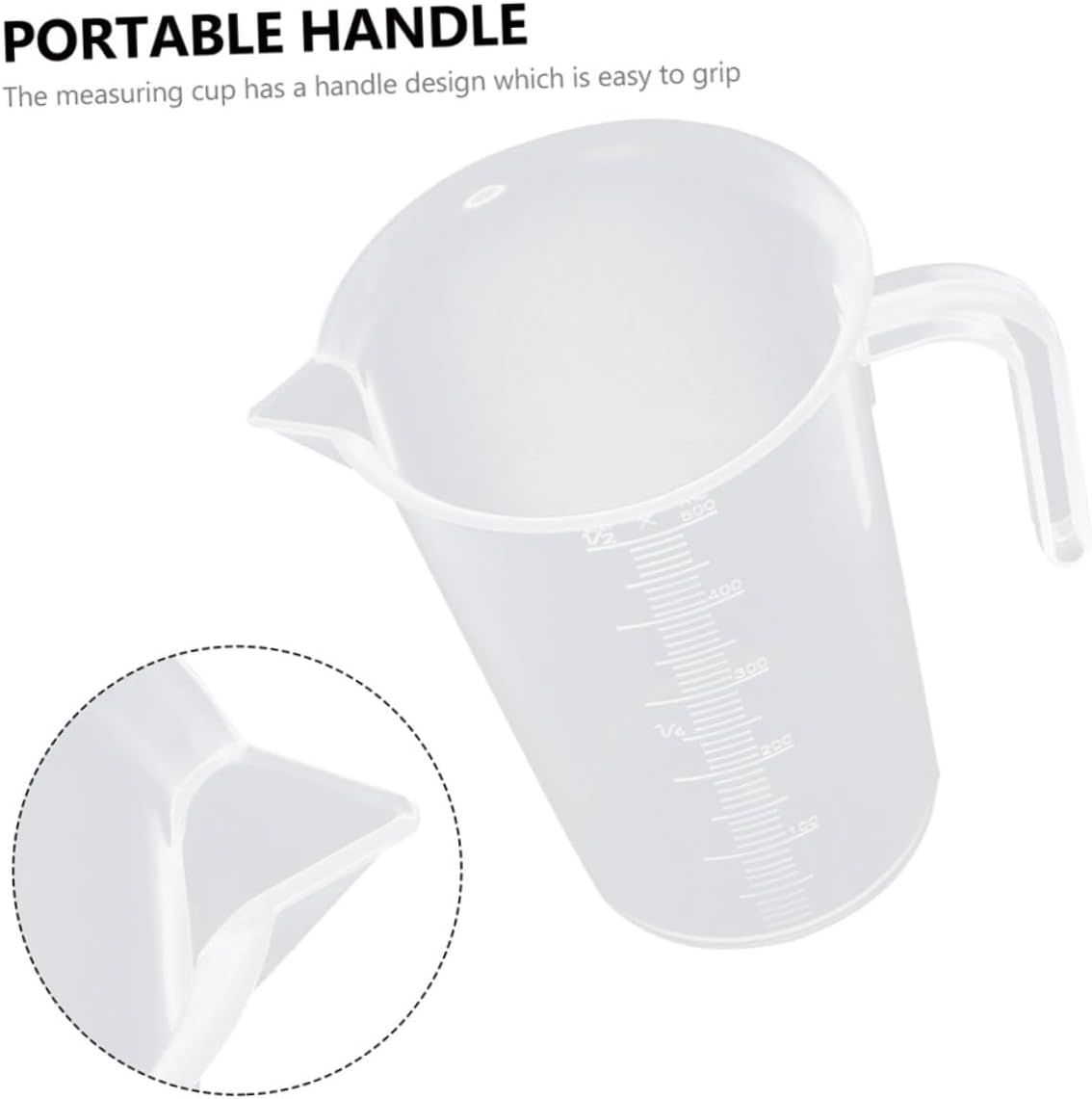 Milisten 5pcs Plastic Measuring Cups Set 500ml Graduated Kitchen Baking Jugs Heat-resistant Food-grade Measuring Containers for Home Cooking
