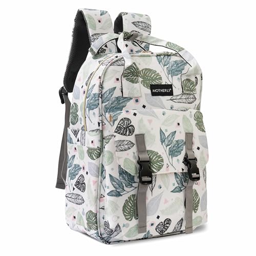 Image of Motherly Printed Diaper Bag for Mothers for Travel, Maternity Bag for Newborn Baby, Mothers Travelling Bag, Multiple Pocket Water Resistant Baby Bag, Hospital Bag for moms(Green Leaf)