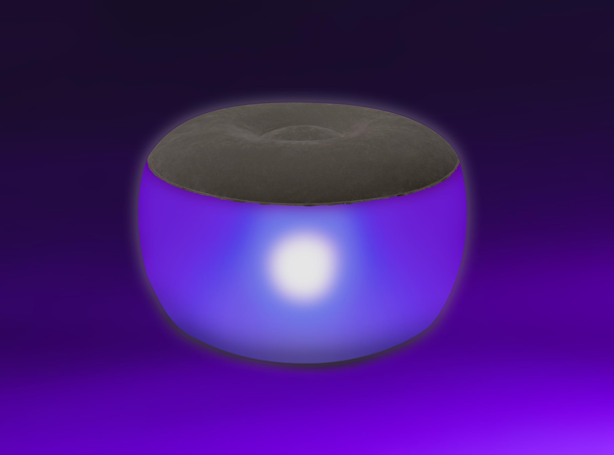 SCHWAIGER 660180 Tabouret LED Outdoor Pouf Loungemöbel Tabouret de Jardin Coussin de Sol Tabouret de Pied pour l'extérieur éclairé RGB Gonflable 55cm de diamètre