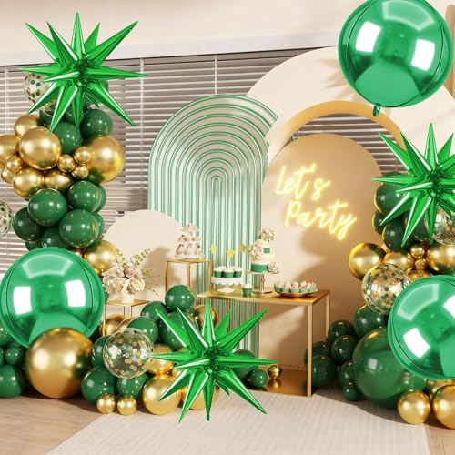 Image of 6pcs 22 inch Green Star Balloons and Green 4D Large Foil Balloons, Foil Star Balloon 4D Aluminum Balloon For Birthday Baby Shower Party Wedding Christmas Graduation Anniversary Bridal Shower Decor