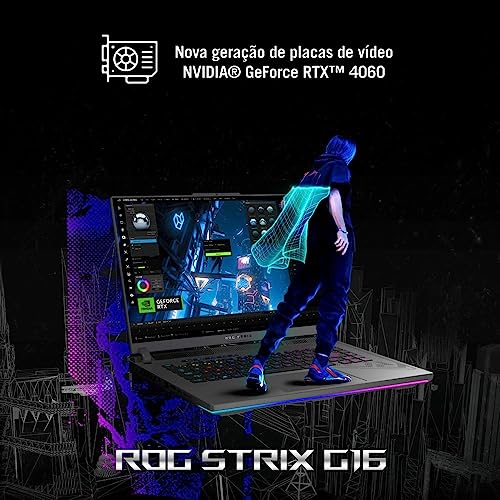 Notebook Asus Rog Strix G16 G614jv-n3094w Intel Core i9 13980hx 2,2 Ghz 16gb Ram 512gb Ssd Windows 11 Home Nvidia Geforce Rtx 4060 16' 165hz Cinza glide