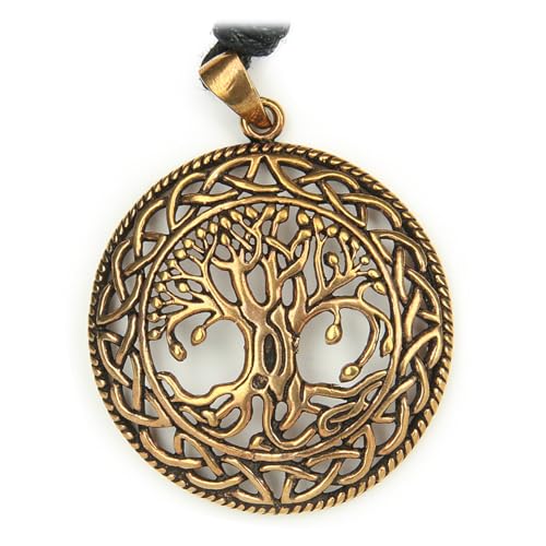 Drachensilber Lebensbaum Bronze Schmuck keltischer Anhänger Wikinger Baum des Lebens– Spirituelles keltisches Amulett Band - Symbol für Stärke & Verbundenheit - Wikinger Baum inkl. Variables Band