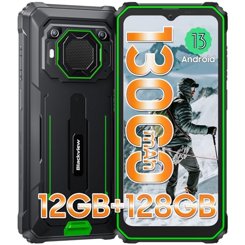 Blackview Rugged Phone, BV6200Pro 12GB+128GB/2TB TF, 13000mAh Battery, Rugged Smartphone Android 13, 18W Fast Charge, 6.56’’ HD+, 98dB Speaker, Three Card Slots, NFC, Fingerprint Unlocked - Green