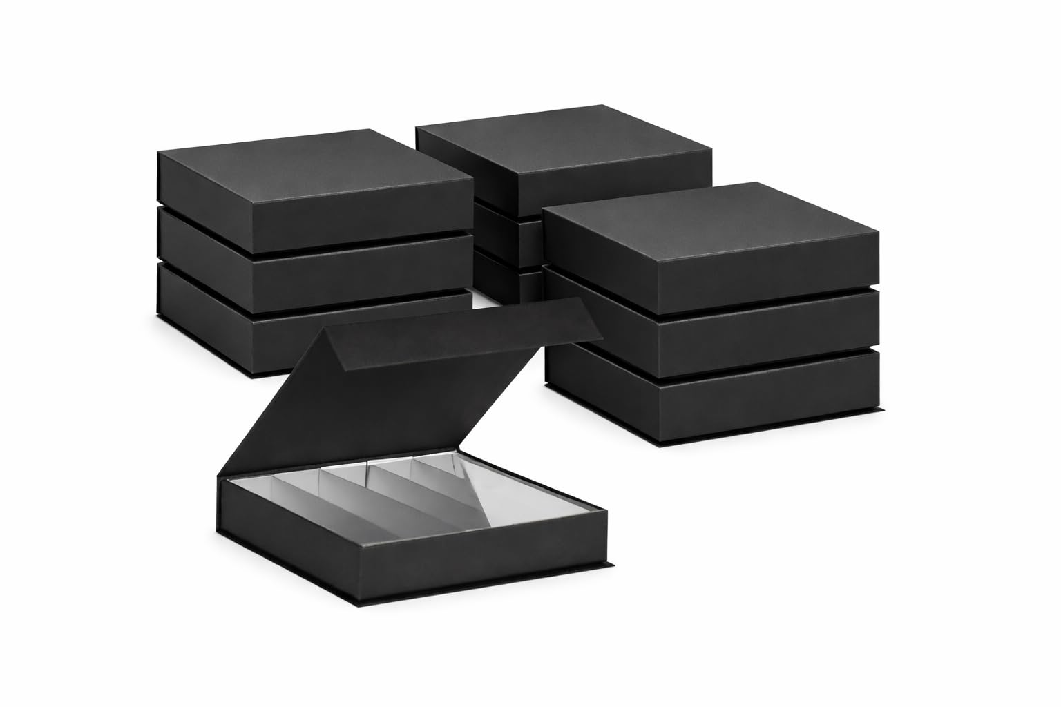 Confezione regalo alimentare di lusso nera magnetica 16,5 cm – Confezione da 10 – Scatola rigida premium per cioccolatini, pasticceria, regali, matrimoni ed eventi