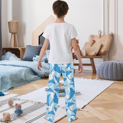 Boy's Pj Pants Funny Blue Electric Ramps Big Eyes Lounge Bottoms Elastic Waist Kids Joggers with Pockets Size 6-143