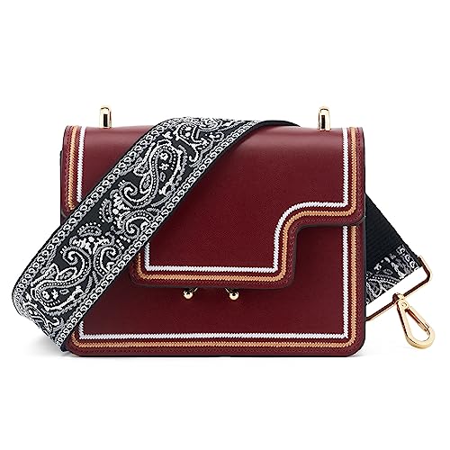 Image of Wide Shoulder Strap Adjustable Replacement Belt Guitar Style Crossbody Bag Handbag Strap Multicolor Canvas Straps(Wide:2in)(Color44)