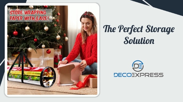 Organizador De Papel De Regalo Renchey – Caja Transparente Con Asa, Ideal Para Navidad, Fiestas Y Manualidades