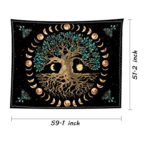 Xgxl Moon Phase Tree Of Life Tapestry - Mandala Tapestry Aesthetic Wall Hanging Bohemian Wall Decor Nature Spiritual Tapestries For Bedroom Home Dorm #TOP6