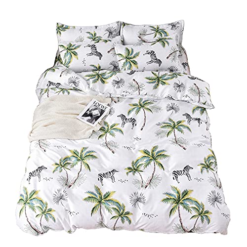 ED-Lumos Funda nórdica Niños Microfibra Juego de Ropa de Cama ４ Piezas Cama 90cm Funda de edredón 150x200cm Sábana encimera 200x230cm Funda de Almohada 48x74cm Poliéster Palmera Cover