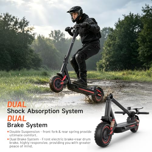 Image of Electric Scooter Adults, 1200W Motor Fast E Scooter Heavy Duty 300+ lbs | Max 32mph & 38 Miles, Big 48V Battery,10 inch Off Road Tires, Dual Suspension & Brakes,Turn Signal, Foldable for Teens Commuting
