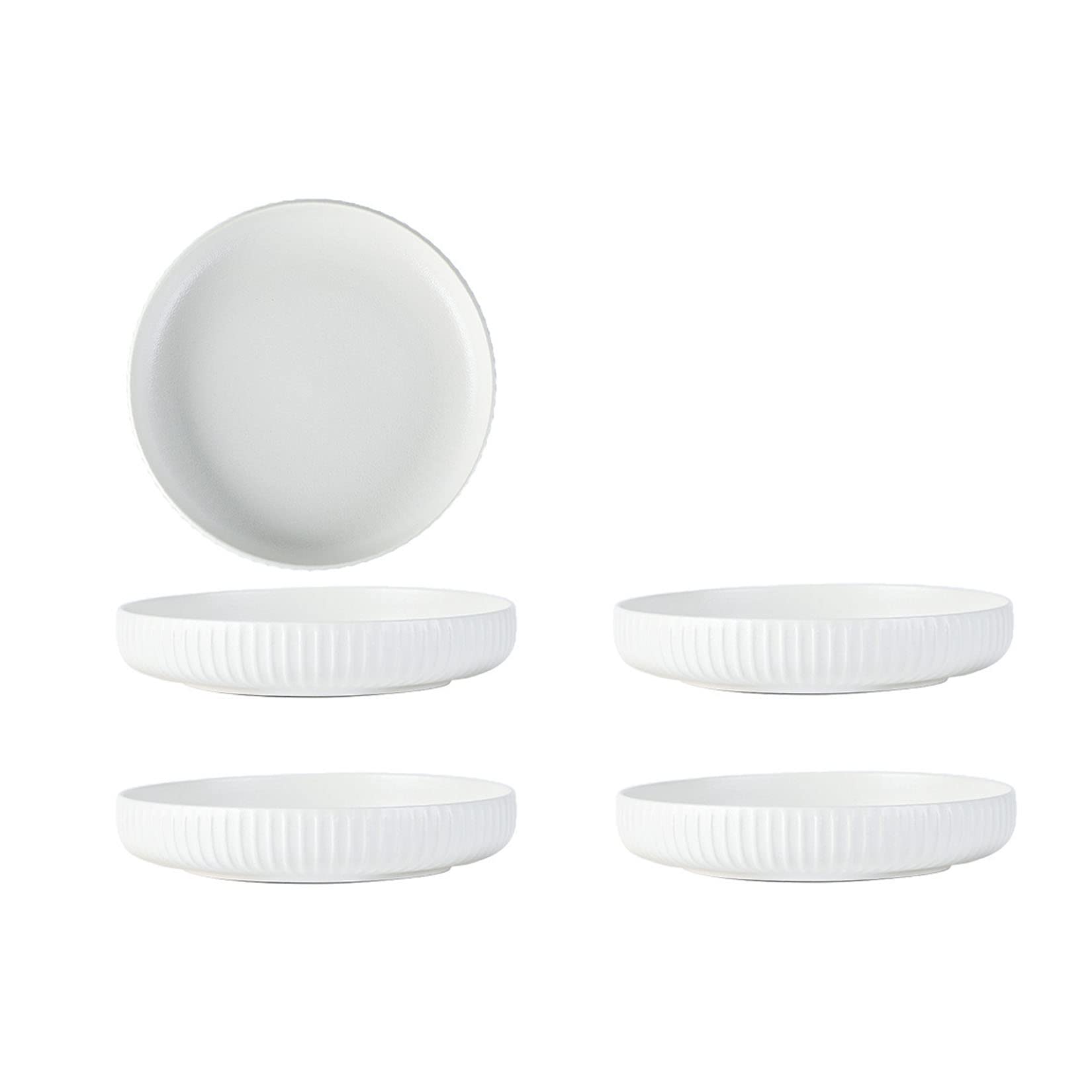 Set di Piatti in Porcellana, Piatto Fondo in Stile Glassato, Fondo Antiscivolo Resistente, Adatto per Feste, Festival, Matrimoni, Compleanni, Raduni,Bianca,8in