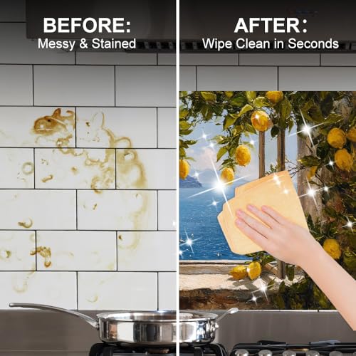 Image of Amalfi Lemon Window Backsplash Peel and Stick, 35.4x23.6 in