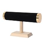 Wooden Watches Display tower Base Watch Necklace Bracelet Organizer Rack Bangle Scrunchie Headband Showcase tower (Velvet Round Black, 1-tiered)