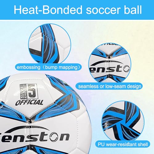 Image of Senston Soccer Ball Size 5 with Pump for Adults | Hard-wearing Durable PVC, All-Weather, Fade-resistant, Anti-deform, Good Air Retention, Easy Clean, Training Match