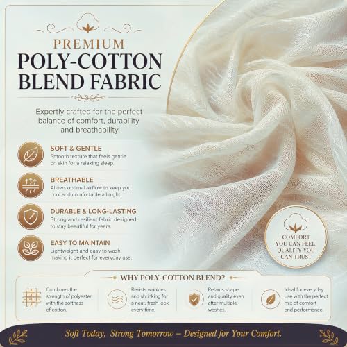 Image of Mosquito Net for King Size Bed & Double Bed, 6x7 ft, Wall /Hook Hanging, Premium Poly-Cotton Blend Fabric Foldable Machhardani (Pastel Cream)