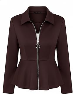 Leriya Fashion Peplum Zip-Up Jacket for Women Summer Wear | Long Sleeve Collared Slim Fit Summer Jacket for Women Stylish Price In India