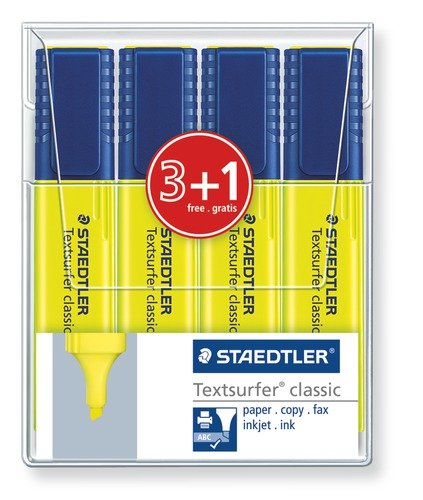 Bolsa de 4 marcadores fluorescentes Staedtler 364 Textsurfer amarillo